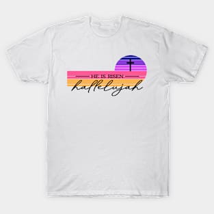 New He Is Risen Retro Sunset Cool Vintage Classic Hallelujah T-Shirt